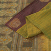 Sanskriti Vintage Sarees Green Pure Cotton Lines Printed Sari 5+yd Craft Fabric