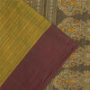 Sanskriti Vintage Sarees Green Pure Cotton Lines Printed Sari 5+yd Craft Fabric