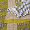 Sanskriti Vintage Sarees White & Green Pure Cotton Print Sari 5+yd Craft Fabric