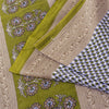 Sanskriti Vintage Sarees White & Green Pure Cotton Print Sari 5+yd Craft Fabric
