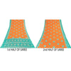 Sanskriti Vintage Sarees Orange & Blue Pure Cotton Print Sari 5+yd Craft Fabric