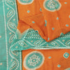 Sanskriti Vintage Sarees Orange & Blue Pure Cotton Print Sari 5+yd Craft Fabric