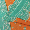 Sanskriti Vintage Sarees Orange & Blue Pure Cotton Print Sari 5+yd Craft Fabric