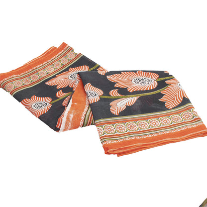 Sanskriti Vintage Sarees Indian Green Pure Cotton Printed Sari 5+yd Craft Fabric