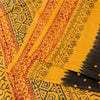 Sanskriti Vintage Sarees Black & Yellow Pure Cotton Print Sari 5+yd Craft Fabric