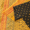 Sanskriti Vintage Sarees Black & Yellow Pure Cotton Print Sari 5+yd Craft Fabric