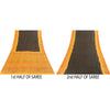 Sanskriti Vintage Sarees Black & Yellow Pure Cotton Print Sari 5+yd Craft Fabric