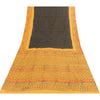 Sanskriti Vintage Sarees Black & Yellow Pure Cotton Print Sari 5+yd Craft Fabric