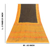 Sanskriti Vintage Sarees Black & Yellow Pure Cotton Print Sari 5+yd Craft Fabric