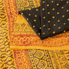 Sanskriti Vintage Sarees Black & Yellow Pure Cotton Print Sari 5+yd Craft Fabric