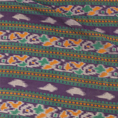 Sanskriti Vintage Sarees Pale Cream Pure Cotton Patola Printed Sari 5+yd Fabric