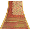 Sanskriti Vintage Sarees Cream Pure Cotton GeometricPrint Sari 5+yd Craft Fabric