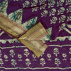 Sanskriti Vintage Sarees Purple Pure Cotton Batik Printed Sari 5+yd Craft Fabric