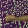 Sanskriti Vintage Sarees Purple Pure Cotton Batik Printed Sari 5+yd Craft Fabric