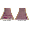 Sanskriti Vintage Sarees Purple Pure Cotton Batik Printed Sari 5+yd Craft Fabric