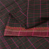 Sanskriti Vintage Sarees Black Pure Cotton Check Woven Sari 5+yd Craft Fabric