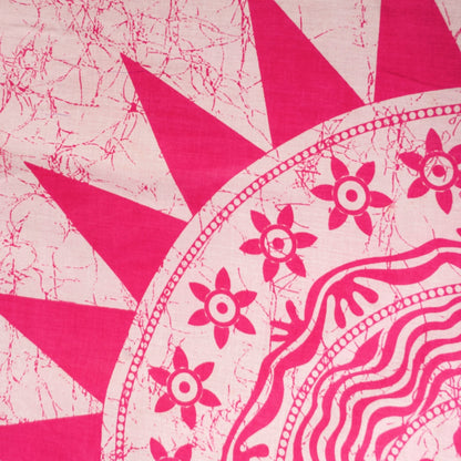 Sanskriti Vintage Sarees White & Pink Pure Cotton Batik Print Sari 6+yd Fabric