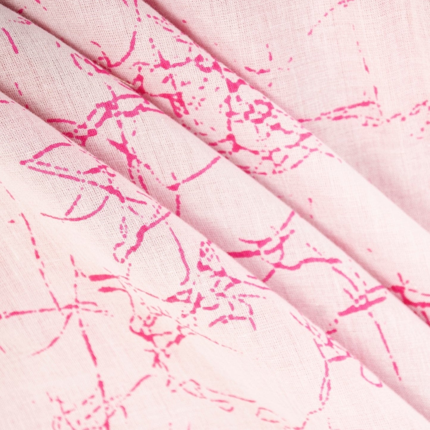 Sanskriti Vintage Sarees White & Pink Pure Cotton Batik Print Sari 6+yd Fabric