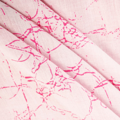 Sanskriti Vintage Sarees White & Pink Pure Cotton Batik Print Sari 6+yd Fabric