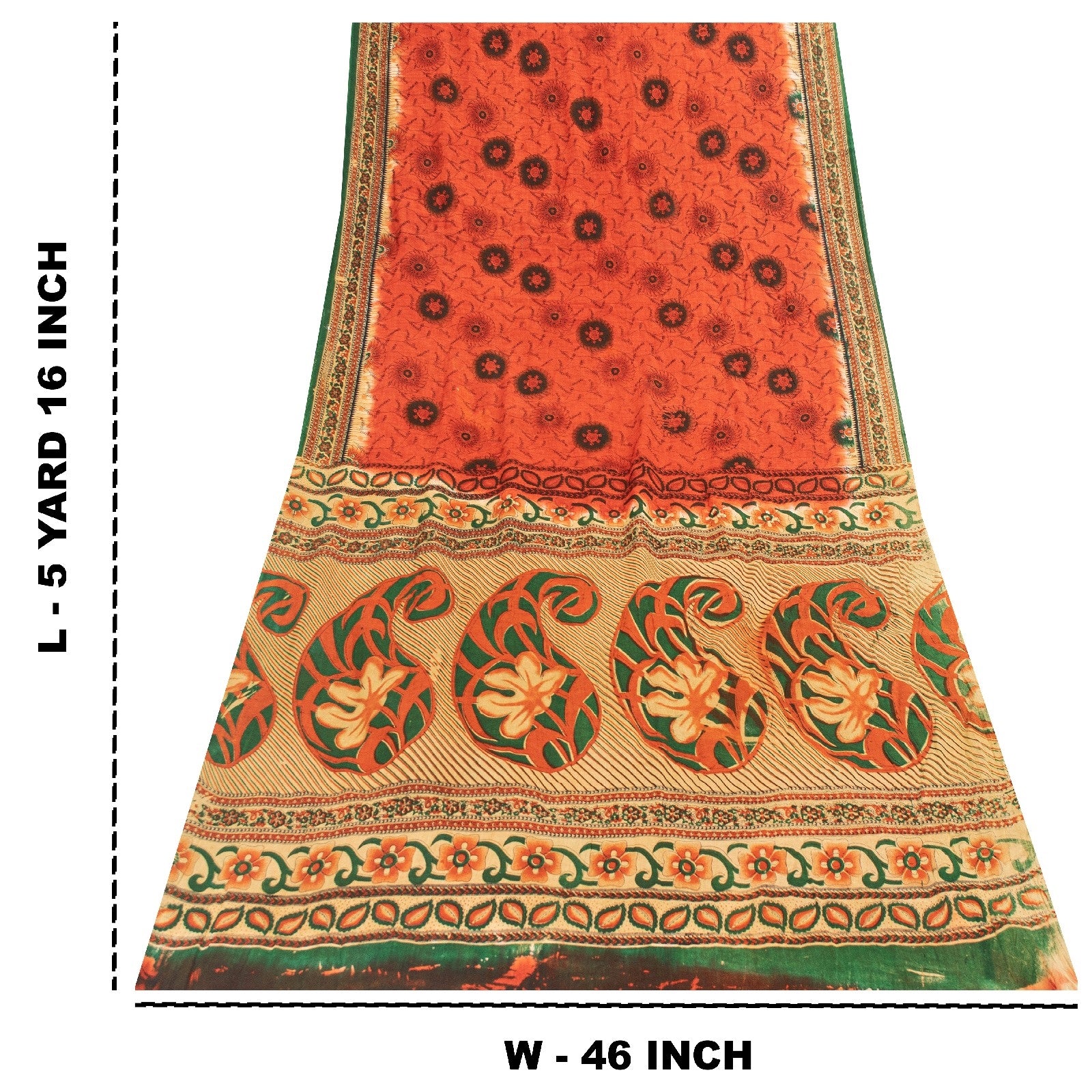 Sanskriti Vintage Sarees Indian Red Pure Cotton Printed Sari 5+yd Craft Fabric