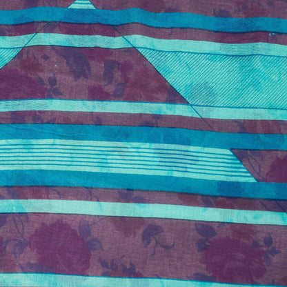 Sanskriti Vintage Sarees Ivory Pure Cotton Floral Printed Sari 5+yd Craft Fabric