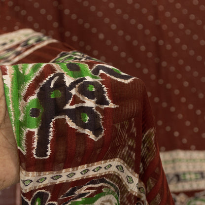 Sanskriti Vintage Sarees Brown 100% Pure Cotton Printed Sari 5+yd Craft Fabric