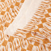 Sanskriti Vintage Sarees White & Saffron Pure Cotton HumanPrint Sari 5+yd Fabric