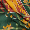 Sanskriti Vintage Sarees White & Green Pure Cotton Patan Patola Sari 5+yd Fabric