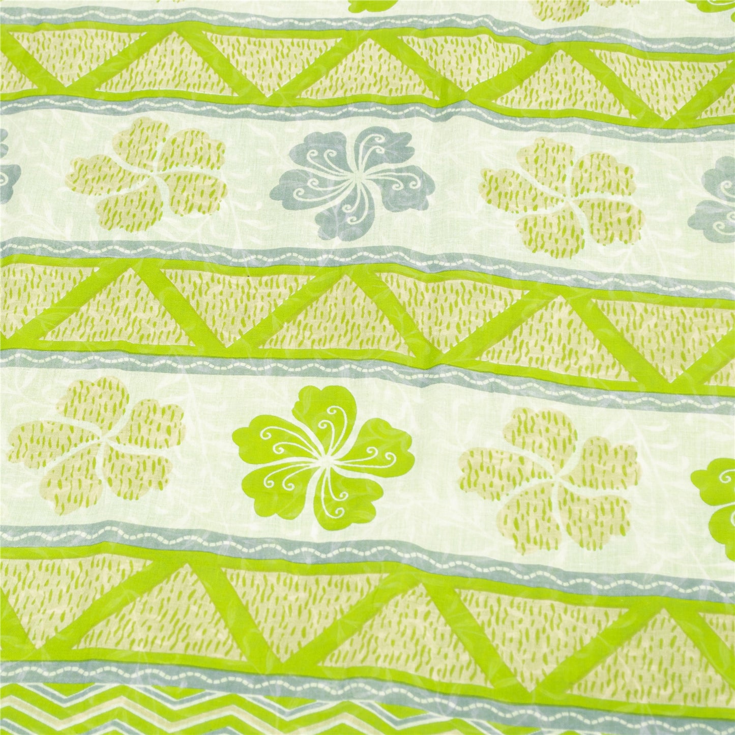 Sanskriti Vintage Sarees Indian Green Pure Cotton Printed Sari 5+yd Craft Fabric