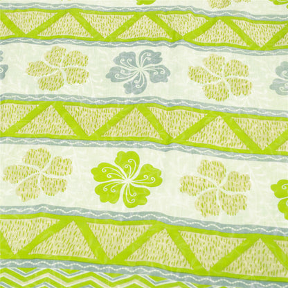 Sanskriti Vintage Sarees Indian Green Pure Cotton Printed Sari 5+yd Craft Fabric