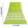 Sanskriti Vintage Sarees Indian Green Pure Cotton Printed Sari 5+yd Craft Fabric