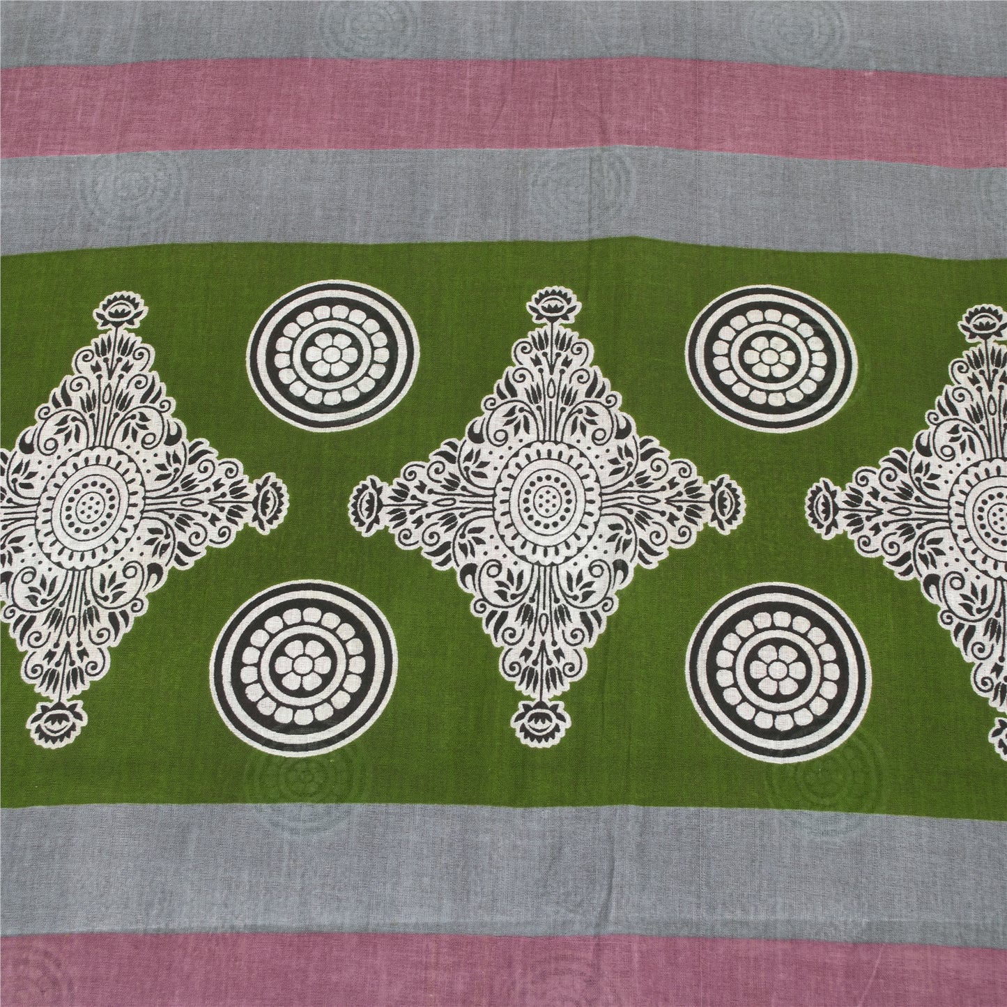 Sanskriti Vintage Sarees Indian Pink Pure Cotton Printed Sari 5+yd Craft Fabric