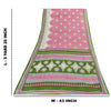 Sanskriti Vintage Sarees Indian Pink Pure Cotton Printed Sari 5+yd Craft Fabric