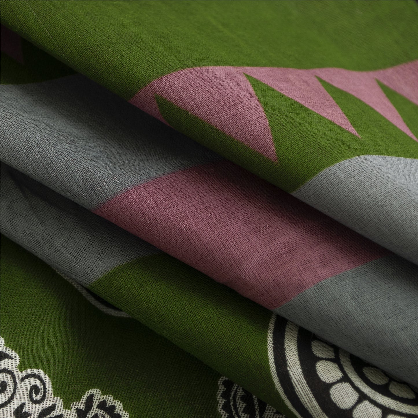 Sanskriti Vintage Sarees Indian Pink Pure Cotton Printed Sari 5+yd Craft Fabric