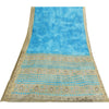 Sanskriti Vintage Sarees Indian Blue Pure Cotton Printed Sari 5+yd Craft Fabric