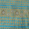 Sanskriti Vintage Sarees Indian Blue Pure Cotton Printed Sari 5+yd Craft Fabric