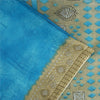 Sanskriti Vintage Sarees Indian Blue Pure Cotton Printed Sari 5+yd Craft Fabric