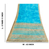 Sanskriti Vintage Sarees Indian Blue Pure Cotton Printed Sari 5+yd Craft Fabric
