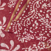 Sanskriti Vintage Sarees Red Batik Work Zari Border Pure Cotton Sari 5+yd Fabric