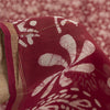Sanskriti Vintage Sarees Red Batik Work Zari Border Pure Cotton Sari 5+yd Fabric