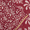 Sanskriti Vintage Sarees Red Batik Work Zari Border Pure Cotton Sari 5+yd Fabric