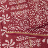 Sanskriti Vintage Sarees Red Batik Work Zari Border Pure Cotton Sari 5+yd Fabric