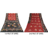 Sanskriti Vintage Sarees Red & Black 100%Pure Cotton Batik Work Sari 5+yd Fabric