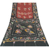 Sanskriti Vintage Sarees Red & Black 100%Pure Cotton Batik Work Sari 5+yd Fabric
