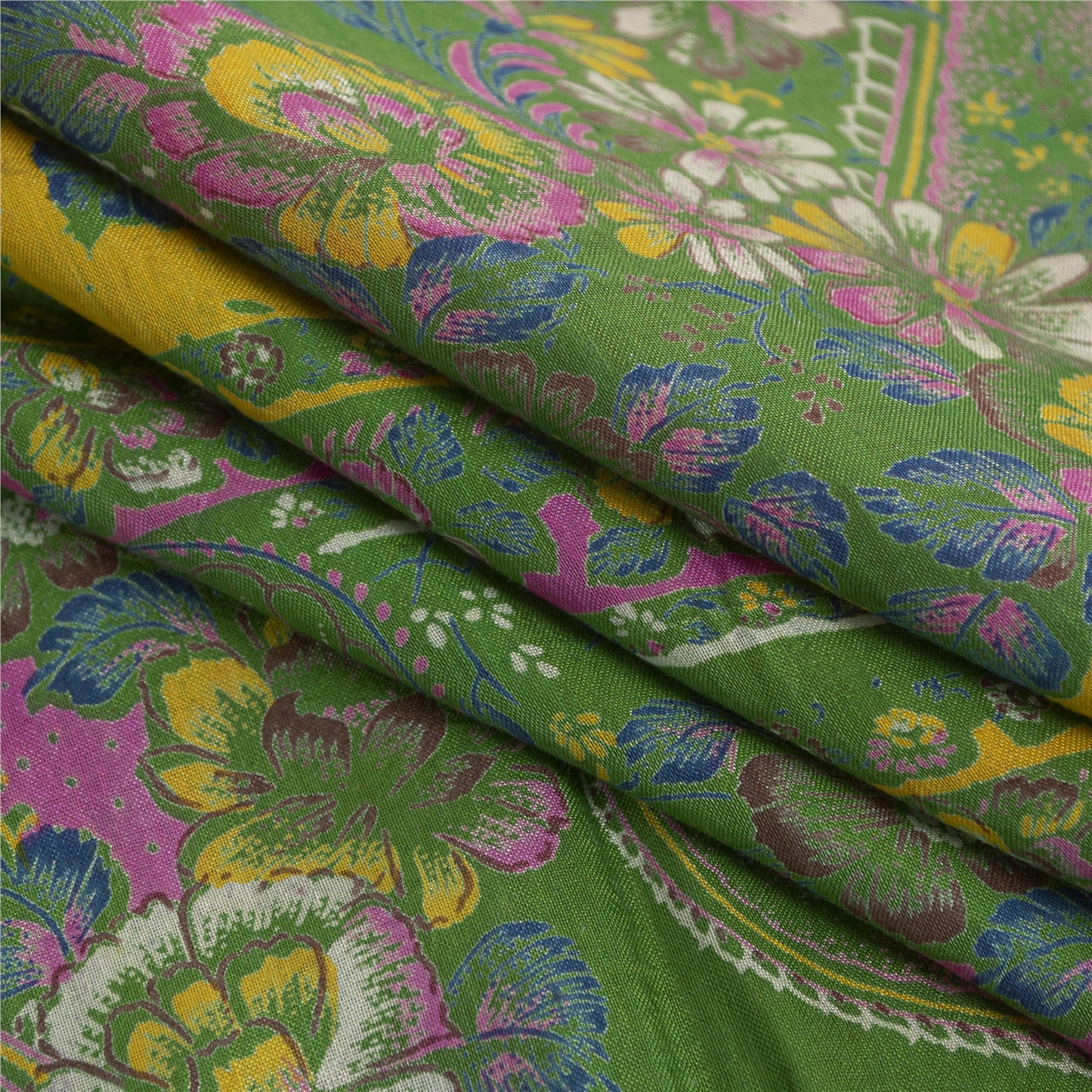 Sanskriti Vintage Sarees Orange Pure Cotton Floral Printed 5+YD Dressmaking Sari
