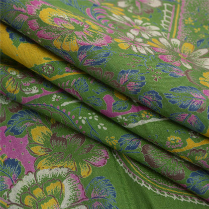 Sanskriti Vintage Sarees Orange Pure Cotton Floral Printed 5+YD Dressmaking Sari