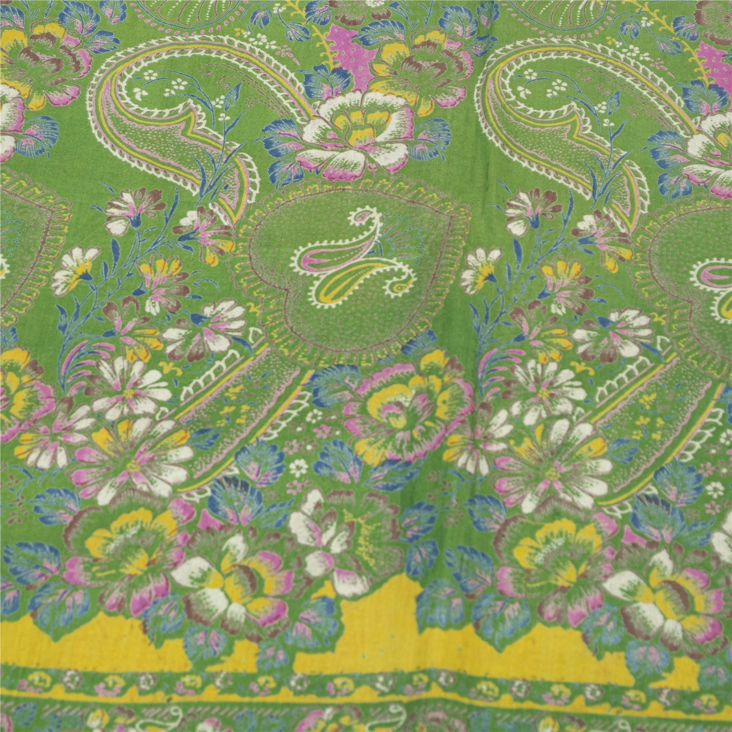 Sanskriti Vintage Sarees Orange Pure Cotton Floral Printed 5+YD Dressmaking Sari