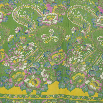 Sanskriti Vintage Sarees Orange Pure Cotton Floral Printed 5+YD Dressmaking Sari
