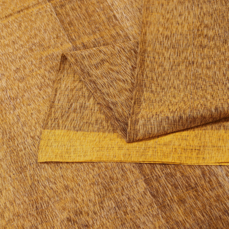 Sanskriti Vintage Sarees Golden Pure Cotton Ikat Print 6yd Sari For table linen