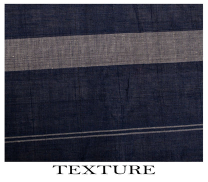 Sanskriti Vintage Saree Gray-Blue Pure Cotton Hand Woven Ikal Sari 6+YD Fabric